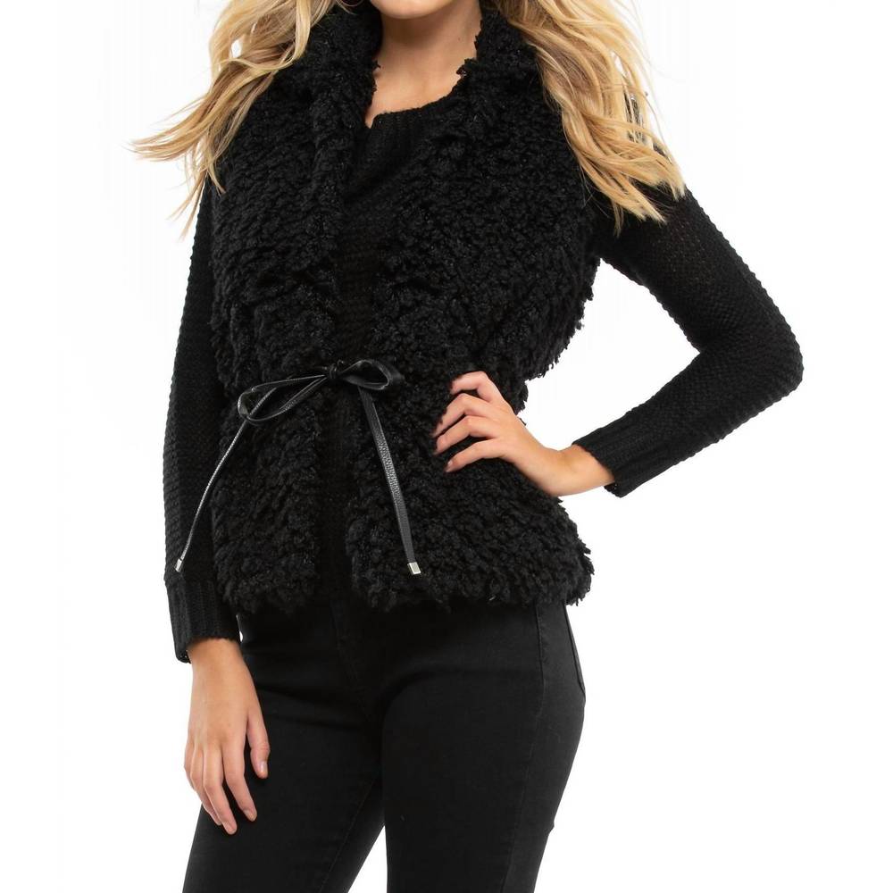 NEW WYLDR country days fluffy gilet faux fur vest in black